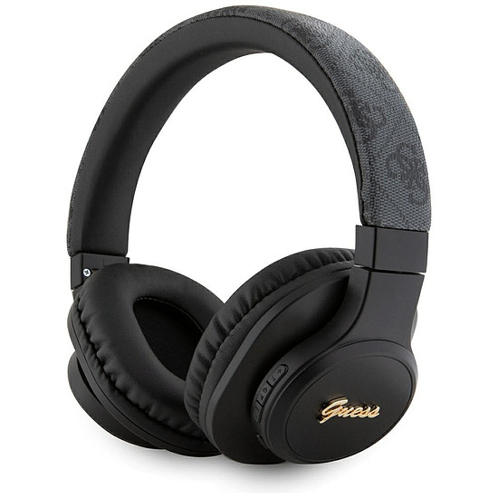 Guess bőr Tone On Tone Script Bluetooth 4G fülre helyezhető fejhallgató - fekete