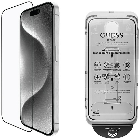 Guess BP strasszos 2in1 képernyővédő és kameralencse szett iPhone 16 Pro Max-hoz - arany