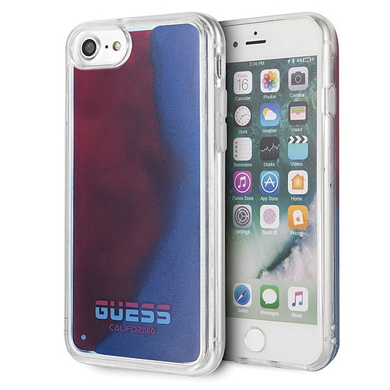 Guess California sötétben világító tok iPhone 7 / 8 / SE 2020-hoz - piros