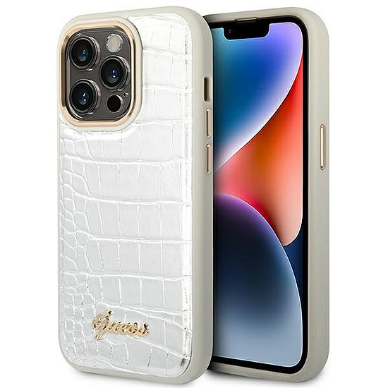 Guess Croco Collection tok iPhone 14 Pro 6.1"-hez - ezüst