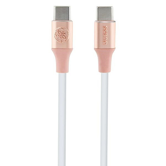 Guess dombornyomott logóval ellátott USB-C / USB-C kábel 1,5 m gyors töltés - rózsaszín