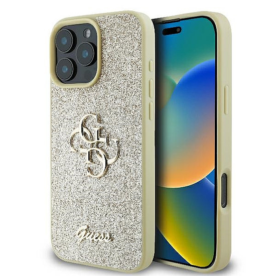 Guess Fixed Glitter Big 4G iPhone 16 Pro tok - arany