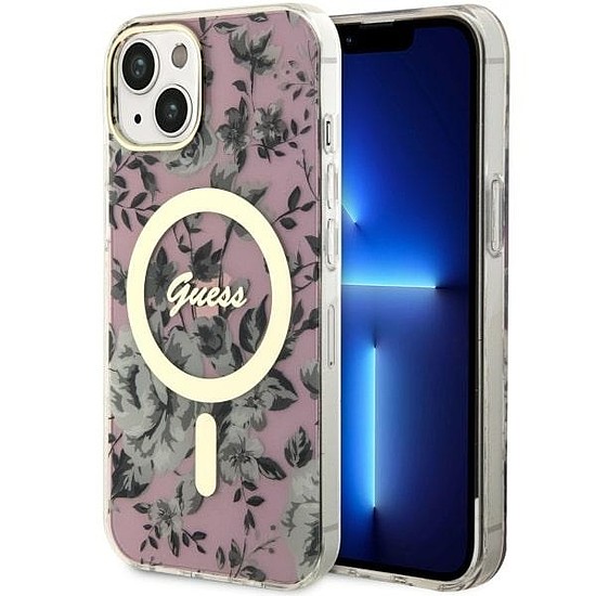 Guess Flower MagSafe tok iPhone 14-hez - rózsaszín