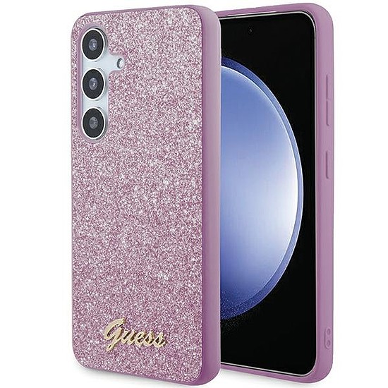 Guess Glitter Script tok Samsung Galaxy S24+ telefonhoz - lila