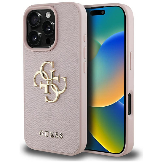 Guess Grained Big 4G Logo Small Classic Logo iPhone 16 Pro Max tok - Rózsaszín