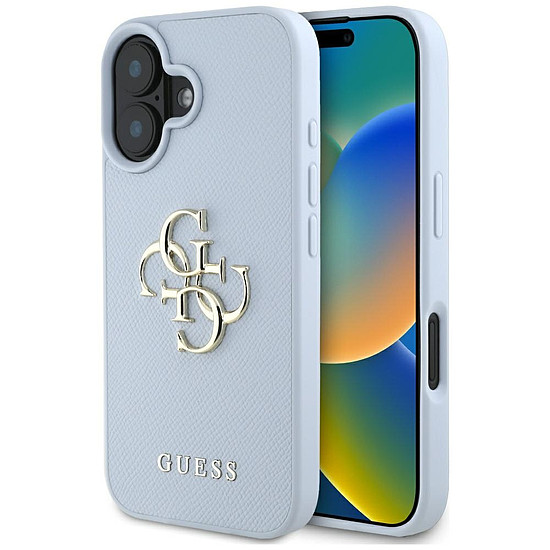 Guess Grained Big 4G Logo Small Classic logós tok iPhone 16-hoz - kék