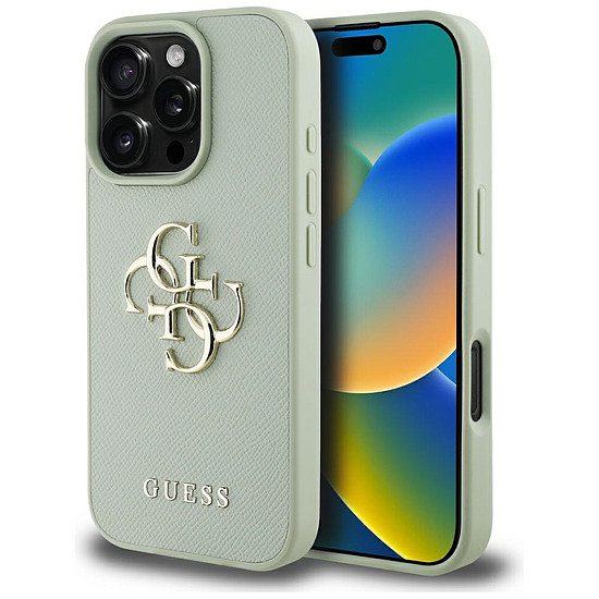 Guess Grained Big 4G Logo Small Classic logós tok iPhone 16 Pro Max-hoz - zöld