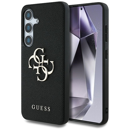 Guess Grained Big 4G Logo Small Classic logós tok Samsung Galaxy S25 készülékhez, fekete