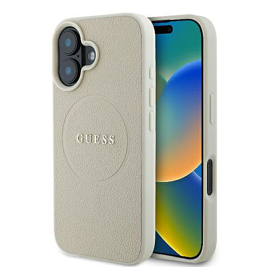 Guess Grained Ring MagSafe tok iPhone 16-hoz - bézs