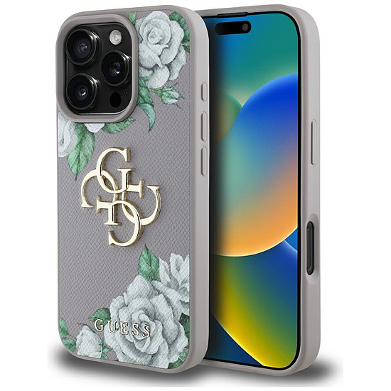 Guess Grained Roses Big 4G Logo iPhone 16 Pro Max tok - lila