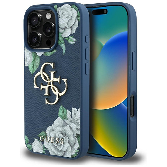 Guess Grained Roses Big 4G logós iPhone 16 Pró tok - kék