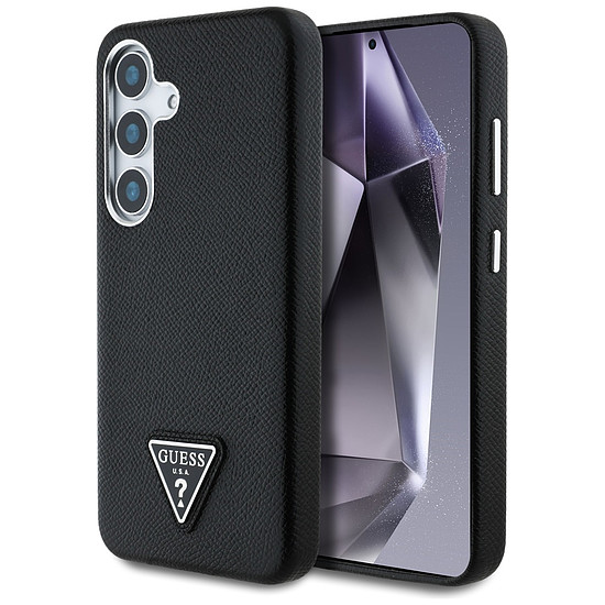 Guess Grained Triangle Logo MagSafe tok Samsung Galaxy S25 készülékhez - fekete