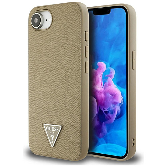 Guess Grained Triangle MagSafe tok iPhone 16e-hez - barna