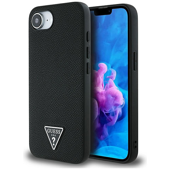 Guess Grained Triangle MagSafe tok iPhone 16e-hez - fekete