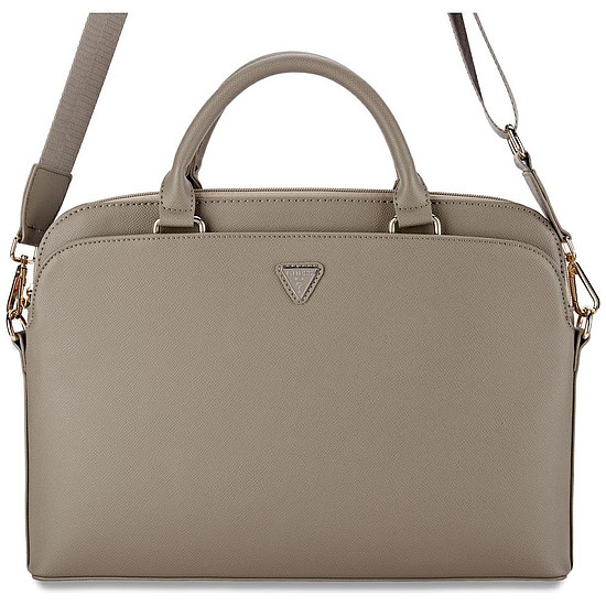 Guess Grained Zipper Pocket Triangle Logo 15"-os laptop táska - Barna