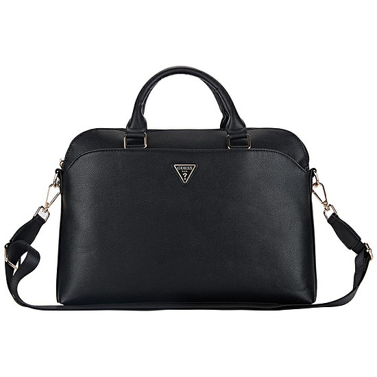 Guess Grained Zipper Pocket Triangle Logo 15"-os laptop táska - fekete