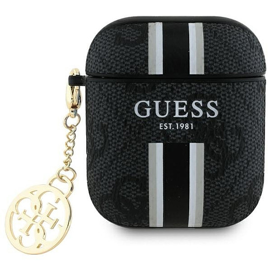 Guess GUA2P4RPSK AirPods 1/2 tok fekete/fekete 4G nyomtatott csíkos charm