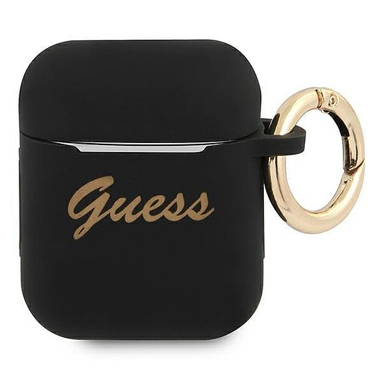 Guess GUA2SSSK AirPods borító fekete/fekete Szilikon Vintage Script