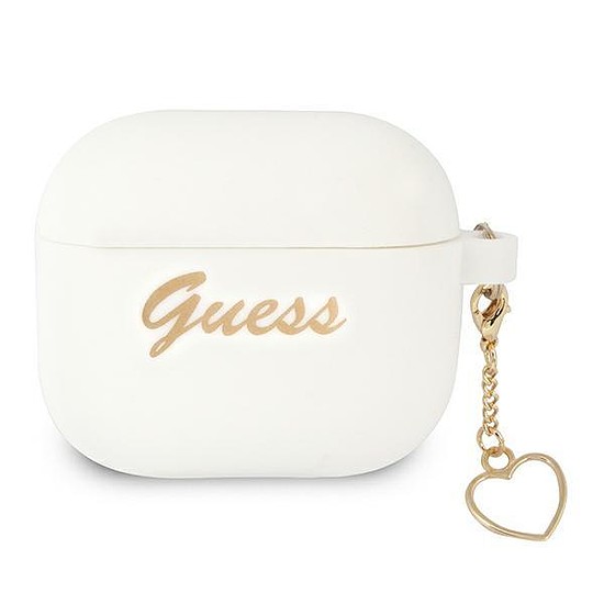 Guess GUA3LSCHSH AirPods 3 borító fehér/fehér Szilikon Charm Heart Collection