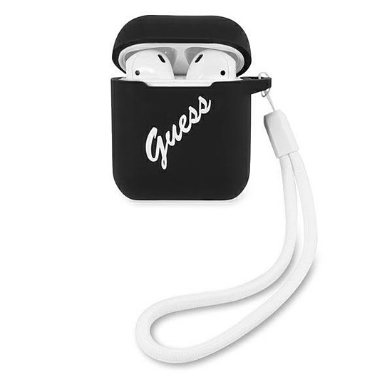 Guess GUACA2LSVSBW AirPods borító fekete/fehér Szilikon Vintage