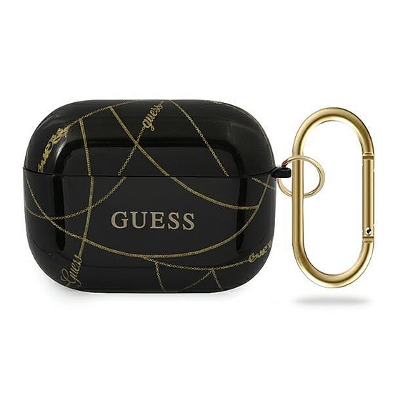 Guess GUACAPPTPUCHBK AirPods Pro borító fekete/fekete Gold Chain Collection