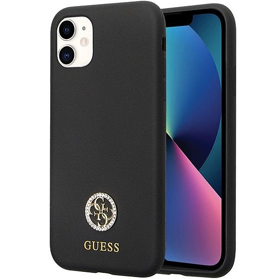 Guess GUHCN614DGPK tok iPhone 11 / Xr telefonhoz - Fekete shilikon logo Strass 4G