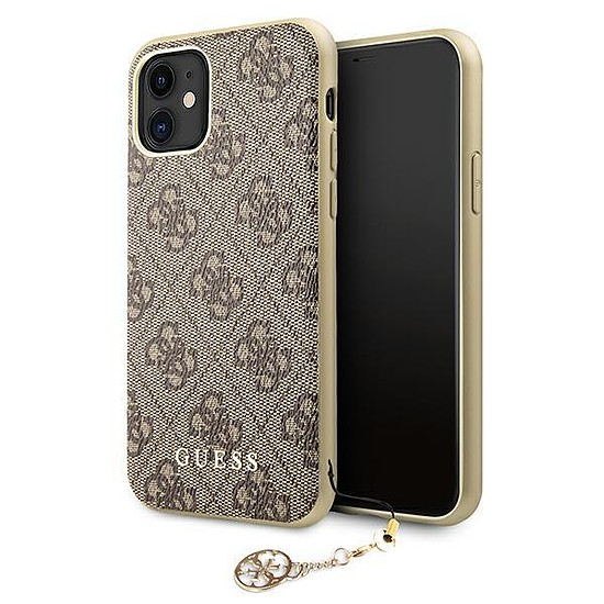 Guess GUHCN61GF4GBR iPhone 11 6,1" / Xr barna/barna kemény tok, 4G Charms Collection