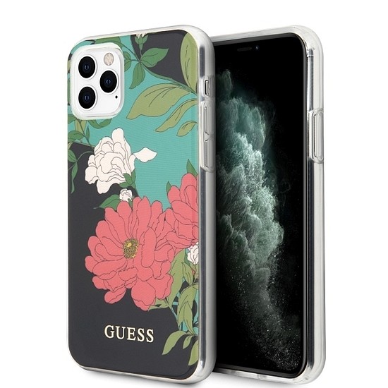 Guess GUHCN65IMLFL01 iPhone 11 Pro Max fekete/fekete N1 virágkollekció