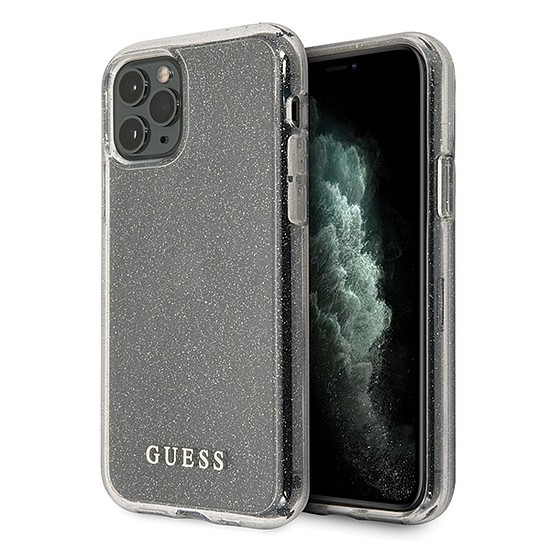 Guess GUHCN65PCGLSI iPhone 11 Pro Max ezüst/ezüst kemény tok Glitter