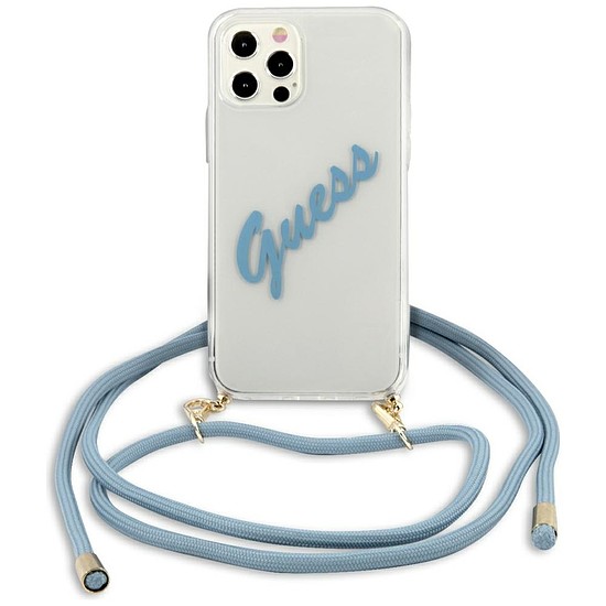 Guess GUHCP12LCRTVSBL iPhone 12 Pro Max 6.7" kék/kék keménytokos Script Vintage