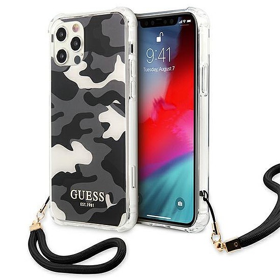 Guess GUHCP12LKSARBK iPhone 12 Pro Max 6.7" fekete/fekete keménytokos Camo Collection