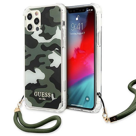 Guess GUHCP12LKSARKA iPhone 12 Pro Max 6,7" zöld/khaki kemény tok Camo Collection