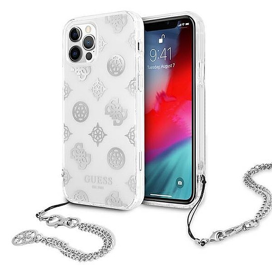 Guess GUHCP12LKSPESI iPhone 12 Pro Max 6.7" ezüst/ezüst keménytok Peony Chain Collection