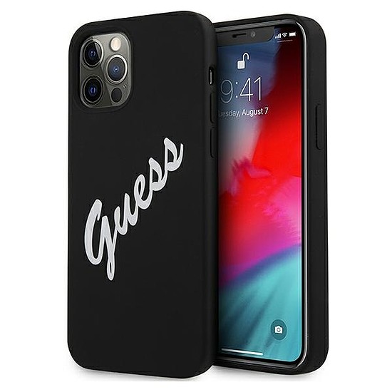 Guess GUHCP12LLSVSBW iPhone 12 Pro Max 6.7" fekete/fehér kemény tok Szilikon Vintage