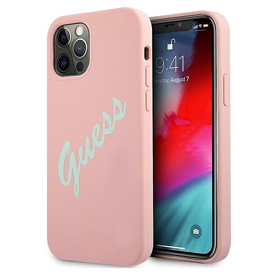 Guess GUHCP12LLSVSPG iPhone 12 Pro Max 6.7" rózsazöld/zöld rózsaszín keménytok Szilikon Vintage