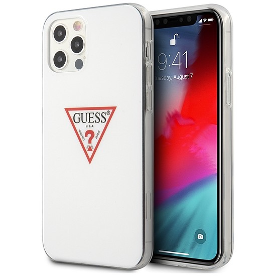 Guess GUHCP12MPCUCTLWH iPhone 12/12 Pro 6.1" fehér/fehér keménytokos Triangle Collection