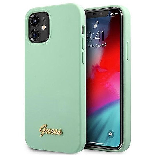 Guess GUHCP12SLSLMGGN iPhone 12 mini 5.4" zöld/zöld keménytokos Metal Logo Script