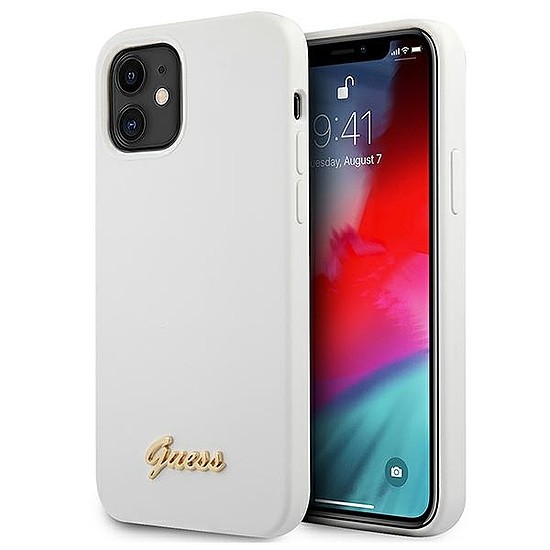 Guess GUHCP12SLSLMGWH iPhone 12 mini 5.4" fehér/fehér keménytok Metal Logo Script