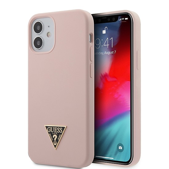 Guess GUHCP12SLSTMLP iPhone 12 mini 5,4" világos rózsaszín/halvány rózsaszín kemény tokos szilikon háromszög logó