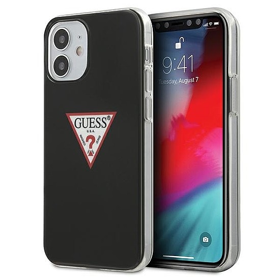 Guess GUHCP12SPCUCTLBK iPhone 12 mini 5.4" fekete/fekete keménytokos Triangle Collection