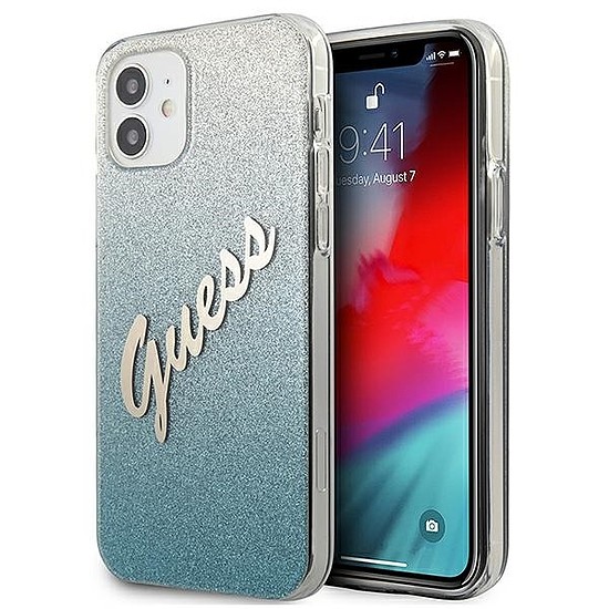 Guess GUHCP12SPCUGLSBL iPhone 12 mini 5.4" kék/kék keménytokos Glitter Gradient Script