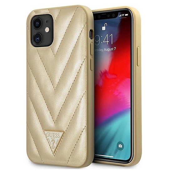 Guess GUHCP12SPUVQTMLBE iPhone 12 mini 5.4" arany/arany keménytokos V-Quilted Collection