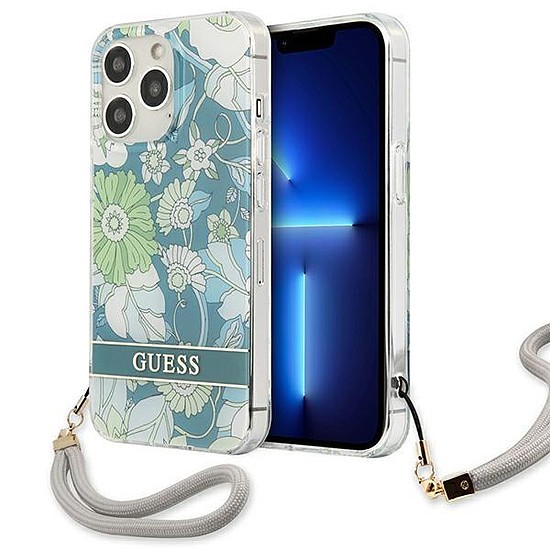 Guess GUHCP13XHFLSN iPhone 13 Pro Max 6.7" zöld/zöld keménytokos virágszíj