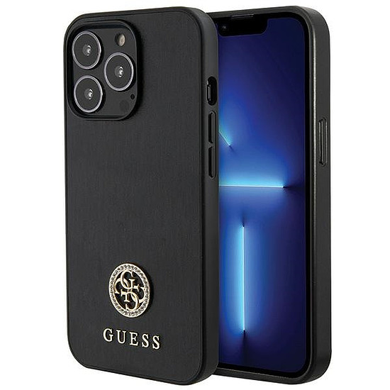 Guess GUHCP13XPS4DGPK iPhone 13 Pro Max 6.7" fekete/fekete keménytok Strassz fém logóval