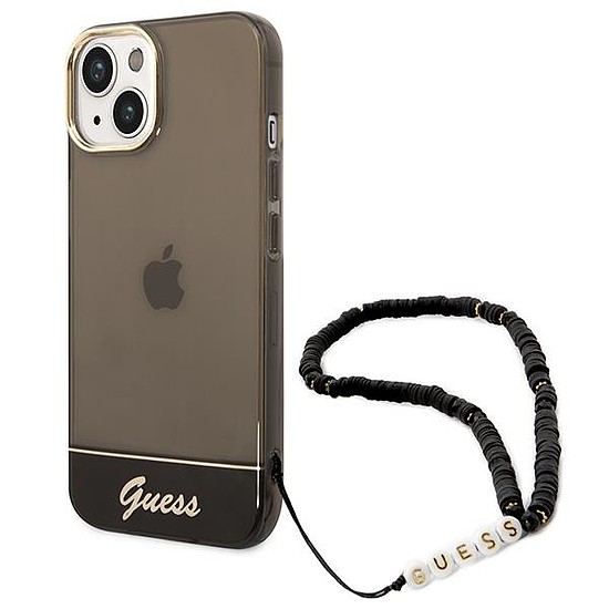 Guess GUHCP14MHGCOHK iPhone 14 Plus 6.7 hüvelykes fekete/fekete keménytokos áttetsző gyöngyszíj