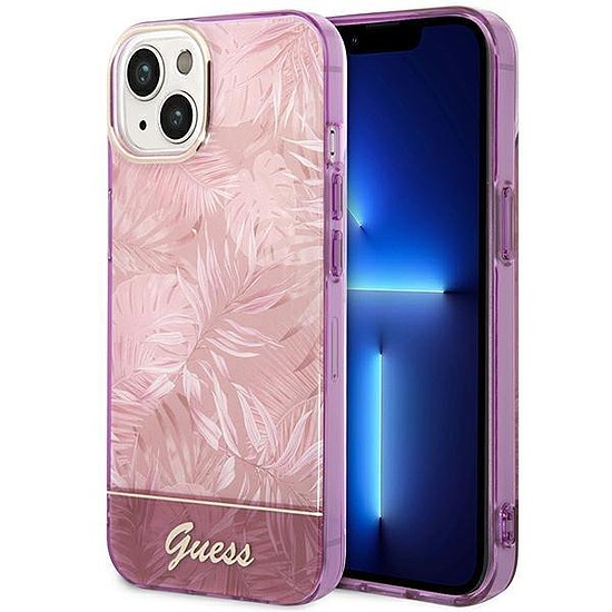 Guess GUHCP14MHGJGHP iPhone 14 Plus 6.7 hüvelykes rózsaszín/rózsaszín keménytokos Jungle Collection