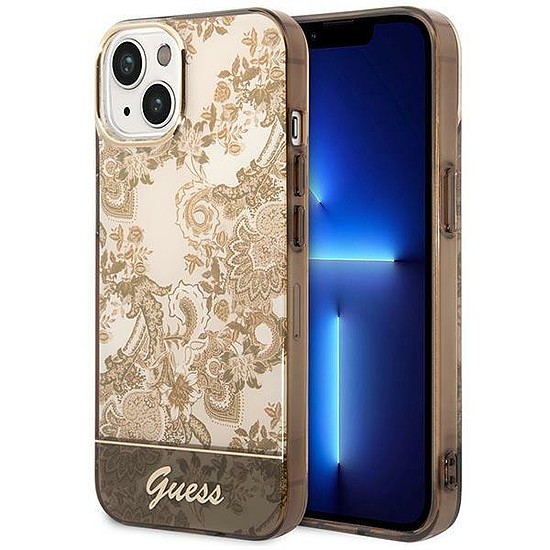 Guess GUHCP14MHGPLHC iPhone 14 Plus 6.7"-os okkerszínű keménytokos porcelánkollekció