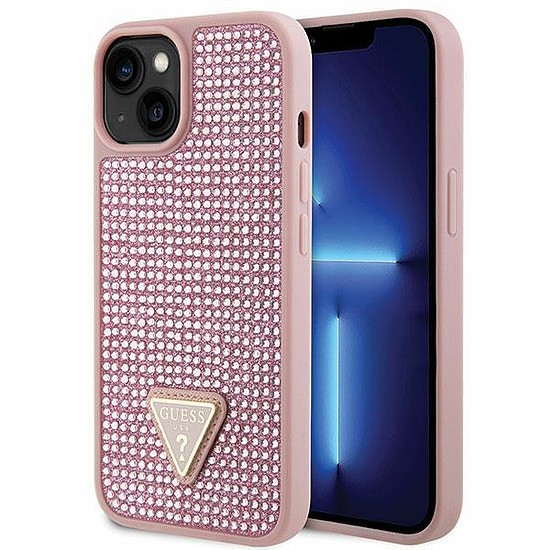 Guess GUHCP14SHDGTPP iPhone 14 6.1" rózsaszín/rózsaszín kemény tok, strasszos háromszög