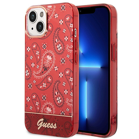 Guess GUHCP14SHGBNHR iPhone 14 6.1" piros/piros keménytok Bandana Paisley mintával