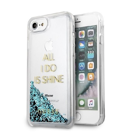 Guess GUHCP7GLUQBL iPhone 6/7/8 /SE 2020 / SE 2022 kék/kék kemény tok Liquid Glitter Party
